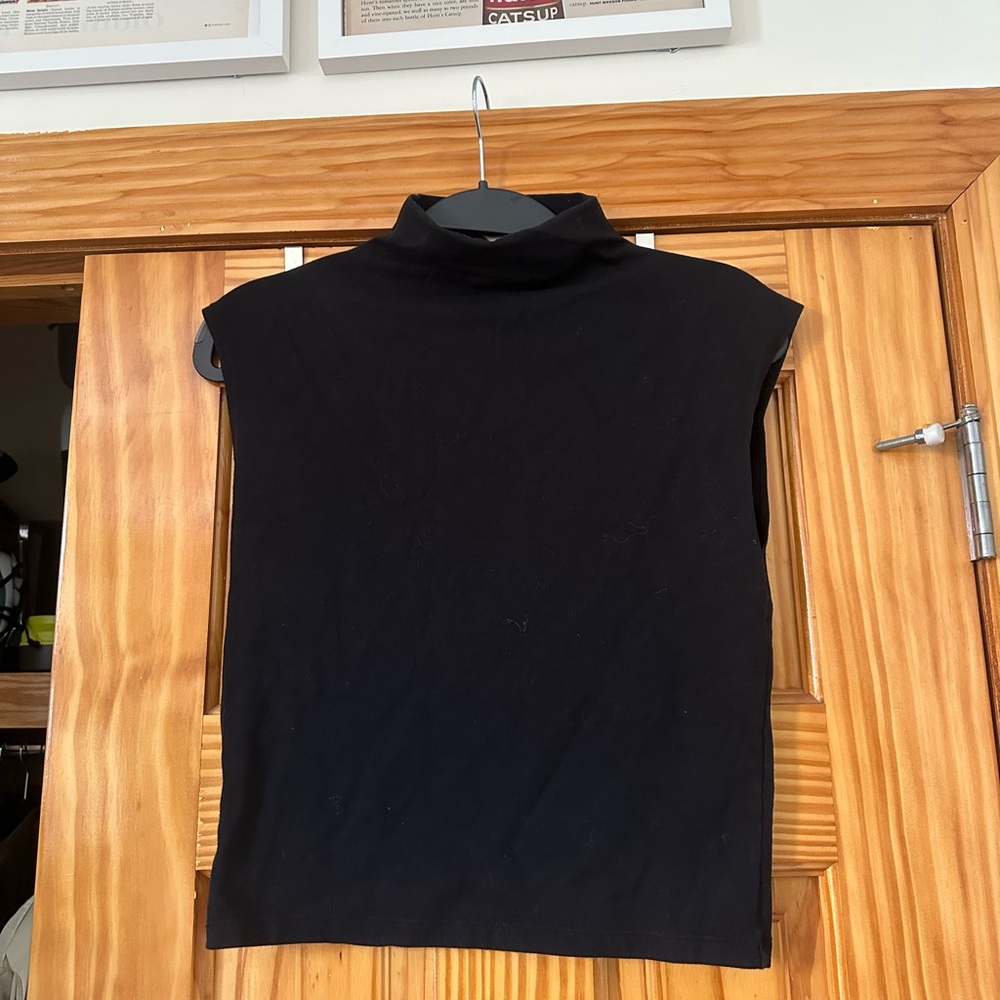 Madewell Black Fitted Tank Top with Mandarin Collar